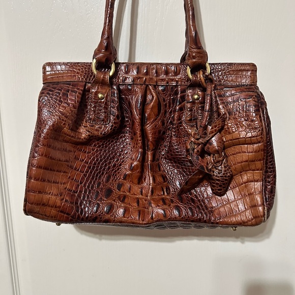 Brahmin Elouise Rose handbag in pecan brown Melbourne croc embossed leather.
